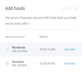 Add funds directly from your bank account