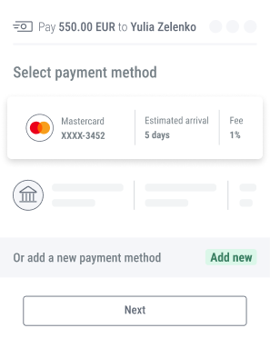 Payment methods to select
